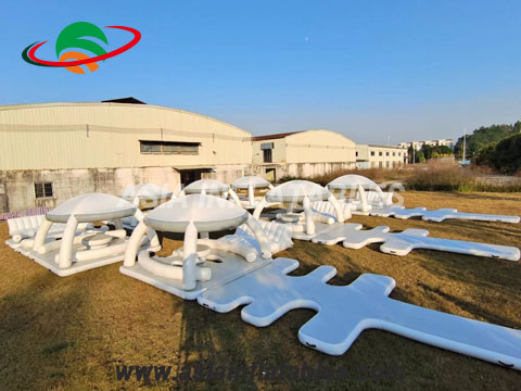 Inflatable Aqua Floating Resort Water Island Jet Ski Floating Banas Tent Inflatable Water Party Bana